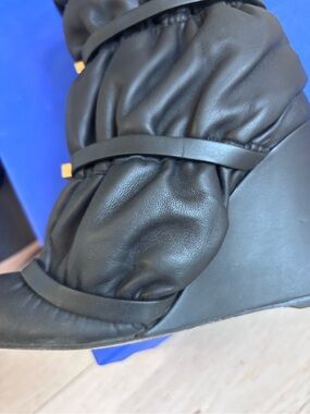 Black Ruched Wedge Ankle Boots - Women Stuart Weitzman 8.5